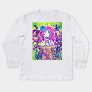 Butterfly Girl Kids Long Sleeve T-Shirt